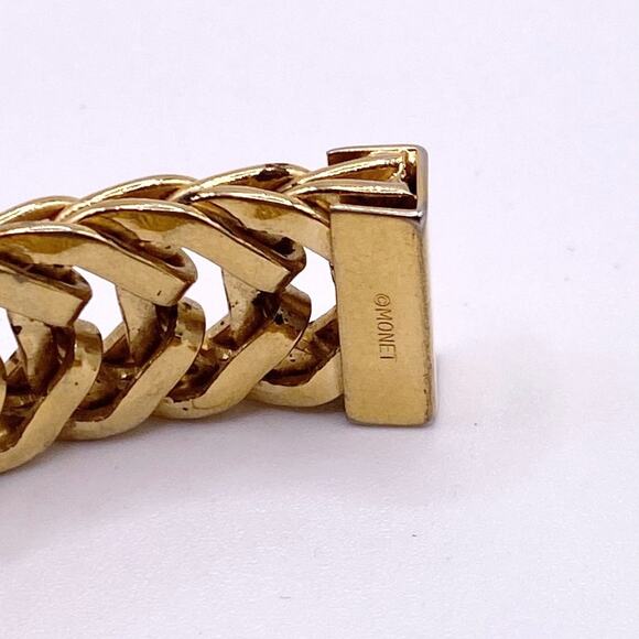 Monet Vintage Braided Bracelet Gold Plated 7” - Picture 5 of 6